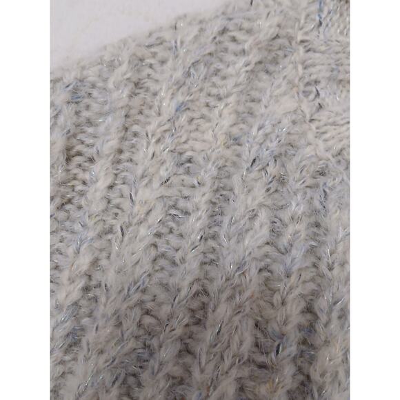 Vintage Chunky Cable Knit Sweater Women Sz M Gray Sparkle Pullover Nordic Preppy - Picture 9 of 15